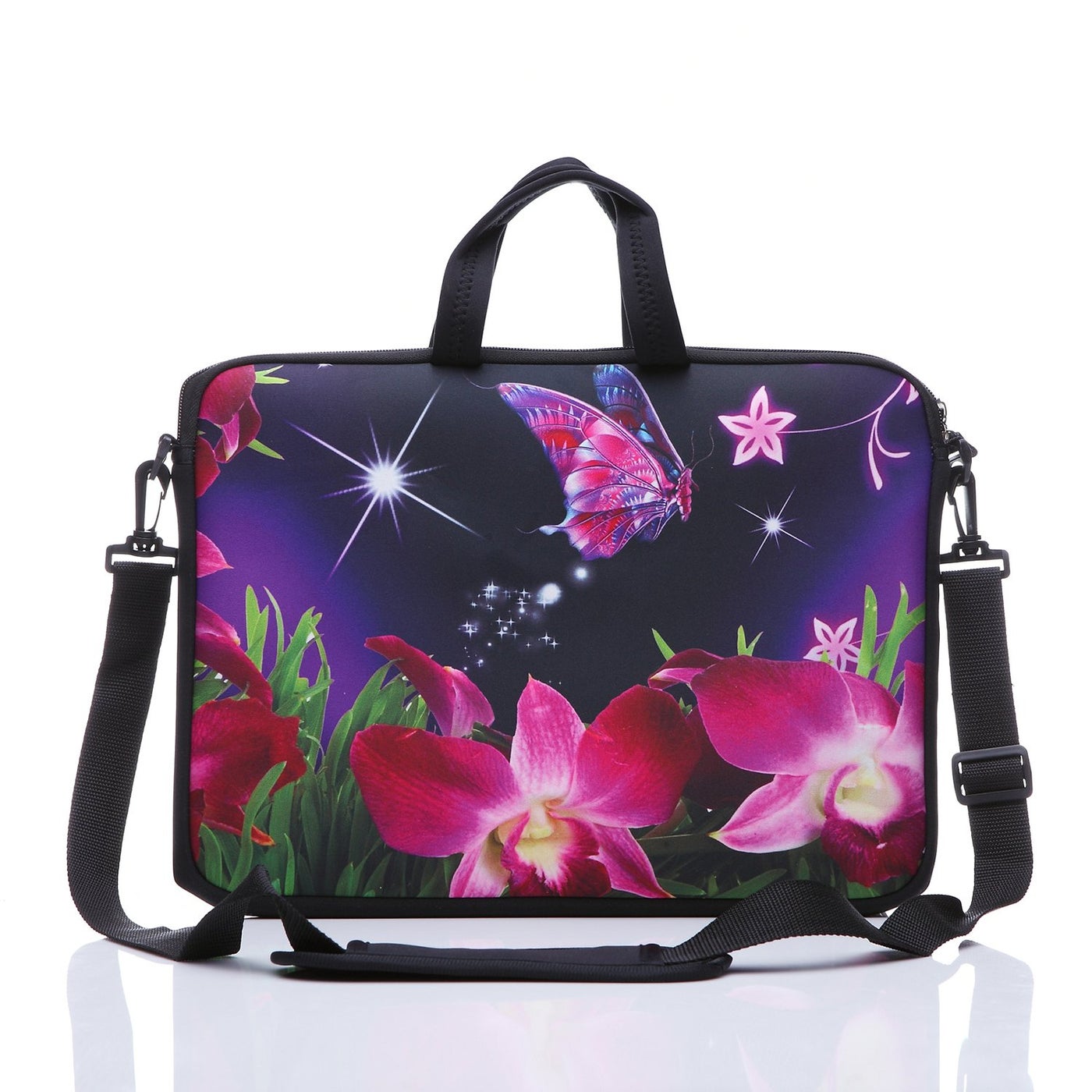 11-Inch to 12-Inch Neoprene Laptop Sleeve Case Bag with shoulder strap For 11", 11.6", 12" Ultrabook/Acer/Asus/Dell/HP/Toshiba/Lenovo/Chromebook (flower)
